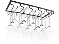 Portavasos De Vidrio Colgante Con 5 Rails De Hierro Para Bar, Gabinete De Vinos Y Cocina, 50x22.5x5.5cm O 40x22.5x5.5cm, Color Negro