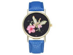 Reloj Analógico De Cuarzo Moda Unisex Correa De Cuero Pu Ocio Azul Oscuro