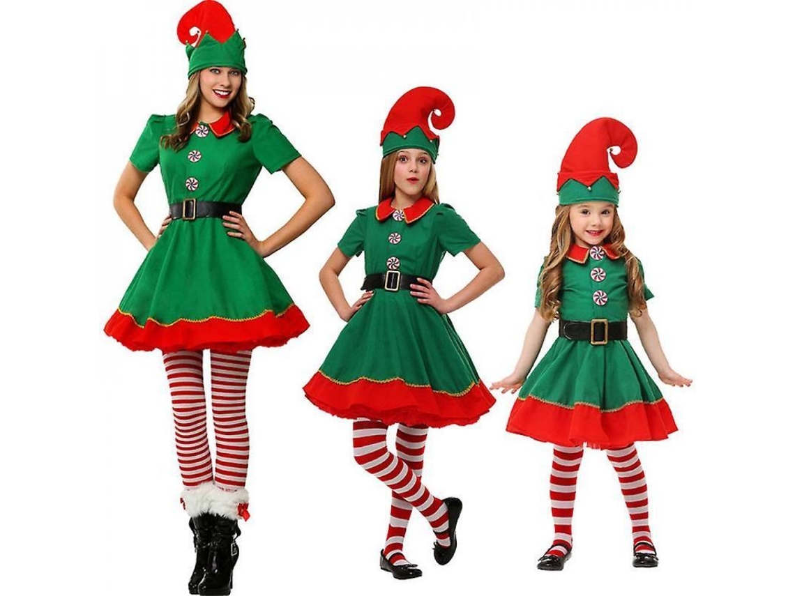 2026-traje De Elfo De Navidad Para Familia Adultos Niños Disfraz Ayudante De Santa Fiesta Cosplay 170 Cm Mujeres