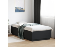 Estructura De Cama Madera De Ingeniería Negra 90x200 Cm