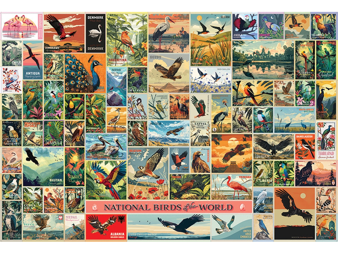 Rompecabezas de Cobble Hill - Aves Nacionales del Mundo - 2000 piezas