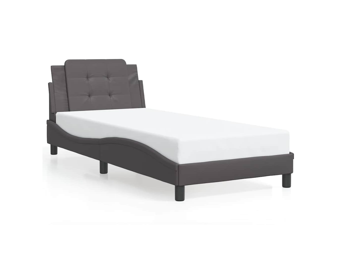 Maison Exclusive - Estructura De Cama Sin Colchón Zadar Cuero Sintético Gris 90x190 Cm