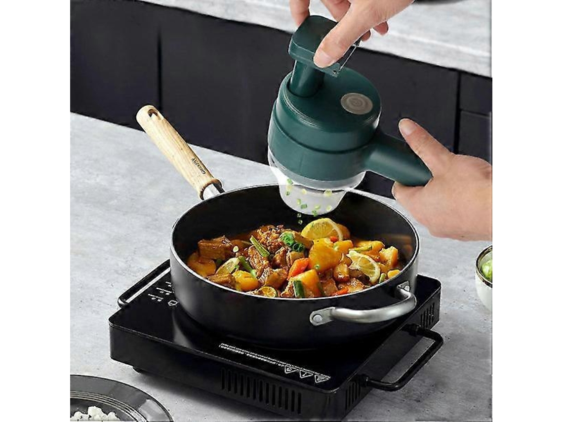 Cortador de verduras eléctrico portátil con 4 rebanadas y pelador de frutas y ensaladas: ideal para la cocina.