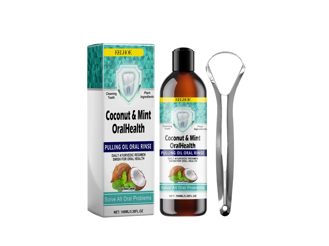 Enjuague bucal de aceite de coco para un aliento fresco y dientes más blancos - Cuidado bucal con glicerina y pantenol
