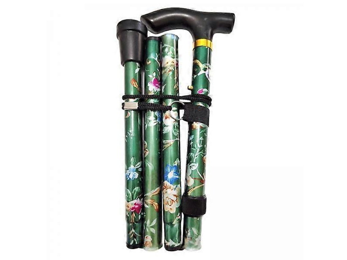 Juego de 2 a 3 bastones plegables ajustables de 5 secciones para senderismo, acampada y uso manual, color verde.