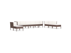 Maison Exclusive - Set Muebles De Jardín 10 Piezas Cojines Ratán Sintético Marrón