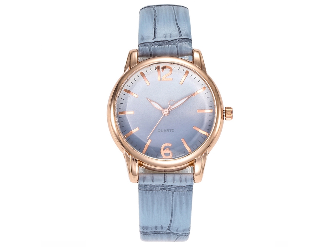 Reloj De Pulsera Sencillo Y Elegante Para Mujer Con Correa De Pu Y Movimiento De Cuarzo (azul).