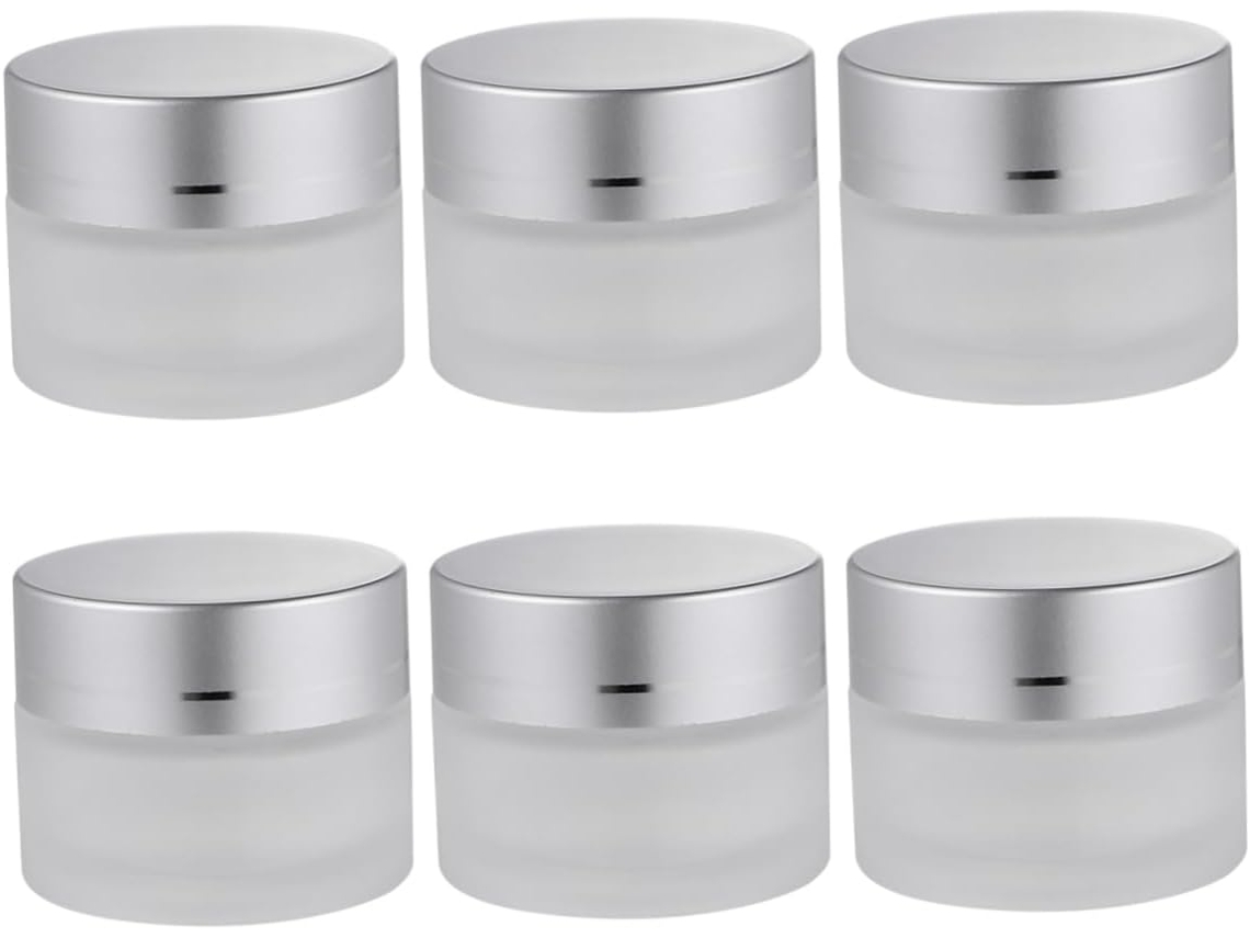 Juego De 6 Tarros De Cristal Para Crema, Tarros De Cristal Semitransparentes Con Tapa Para Maquillaje.