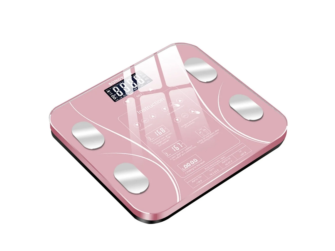 HYMNORA Báscula de baño innovadora, báscula digital recargable de vidrio templado con análisis de composición corporal y aplicación inteligente para monitoriz