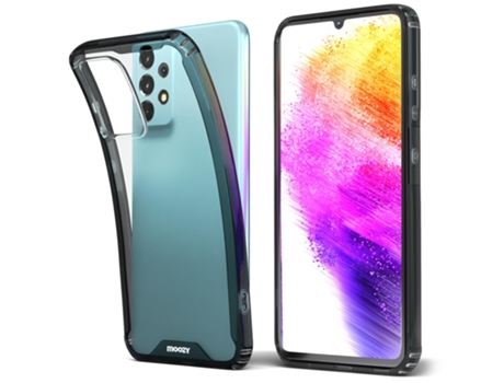 Funda Protectora MOOZY Xframe a Prueba de Golpes para Samsung A33 5G – Transparente con Borde Negro Funda Híbrida Transparente de Doble Color con B...