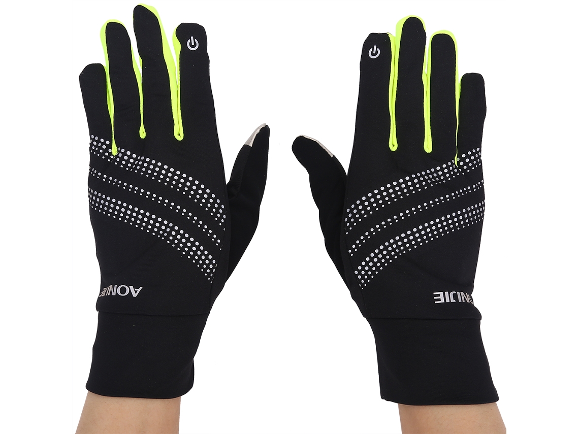 Guantes de invierno de dedos completos para pantalla táctil, transpirables, de mano completa (amarillo fluorescente L/XL)
