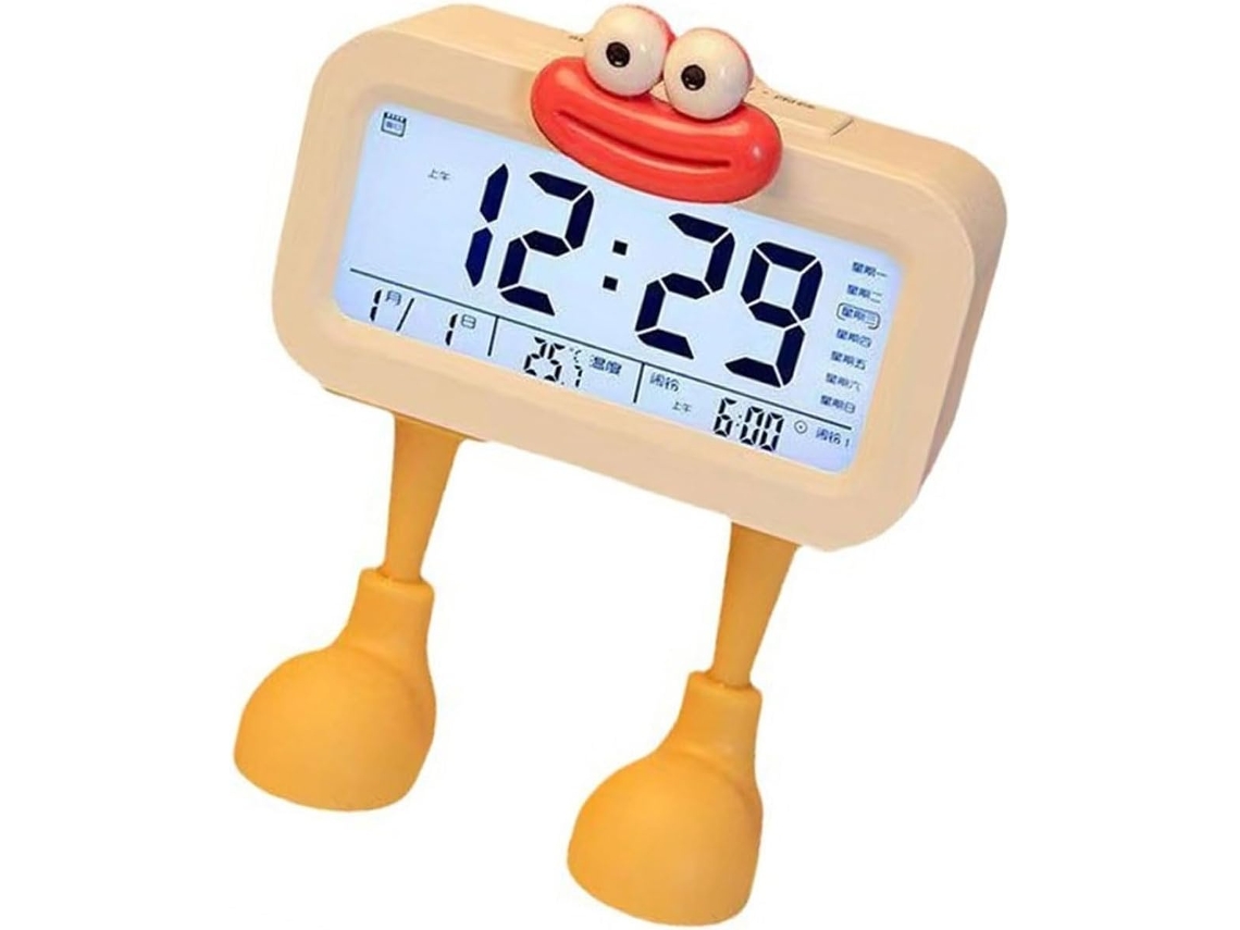 Divertido Reloj Despertador Digital Lcd Con Diseño De Labios De Salchicha Y Pantalla De Temperatura Para Dormitorios Y Mesillas De Noche (bl