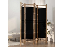 Separador de ambientes | Mampara divisoria | Biombo con 4 paneles plegables, bambú y lona, 160 cm