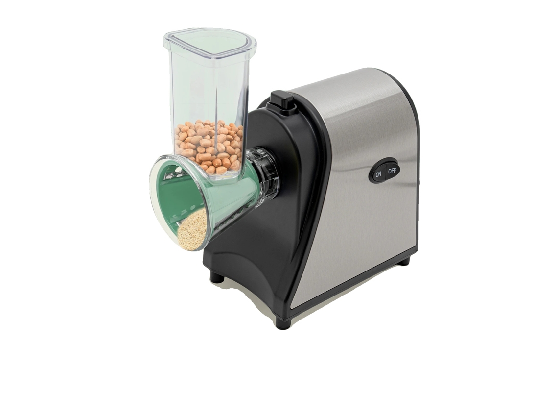 Cortadora de ensalada eléctrica, 1000 W de potencia, acero inoxidable, voltaje de 220-240 V, diseño compacto, funcionamiento automático.