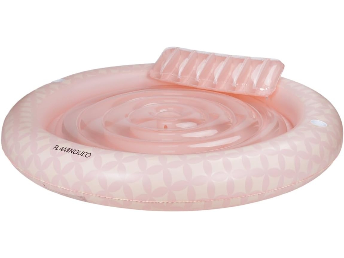 Flotador redondo de PVC para playa y piscina con flamenco rosa