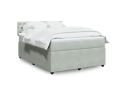 Cama Box Spring Con Colchón Terciopelo Gris Claro 160x200 Cm