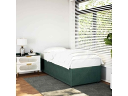 Estructura De Cama Sin Colchón Terciopelo Verde Oscuro 90x200cm