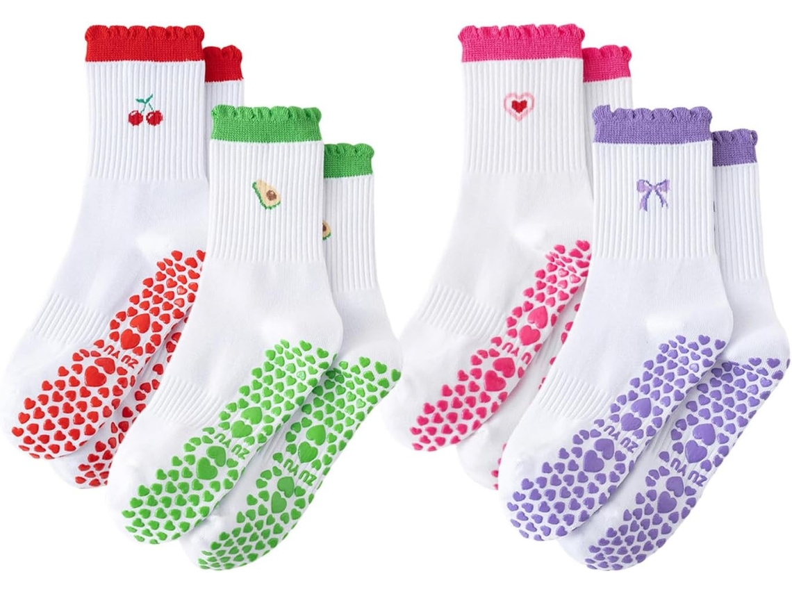 Calcetines Deportivos Para Mujer Con Cobertura Completa Del Tobillo Y La Punta - Agarre De Silicona Para Pilates