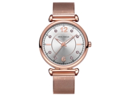 Reloj De Pulsera Rebirth Para Mujer Con Diamantes De Imitación, Detalle Redondo, Movimiento De Cuarzo, Resistente Al Agua (blanco Y Negro)