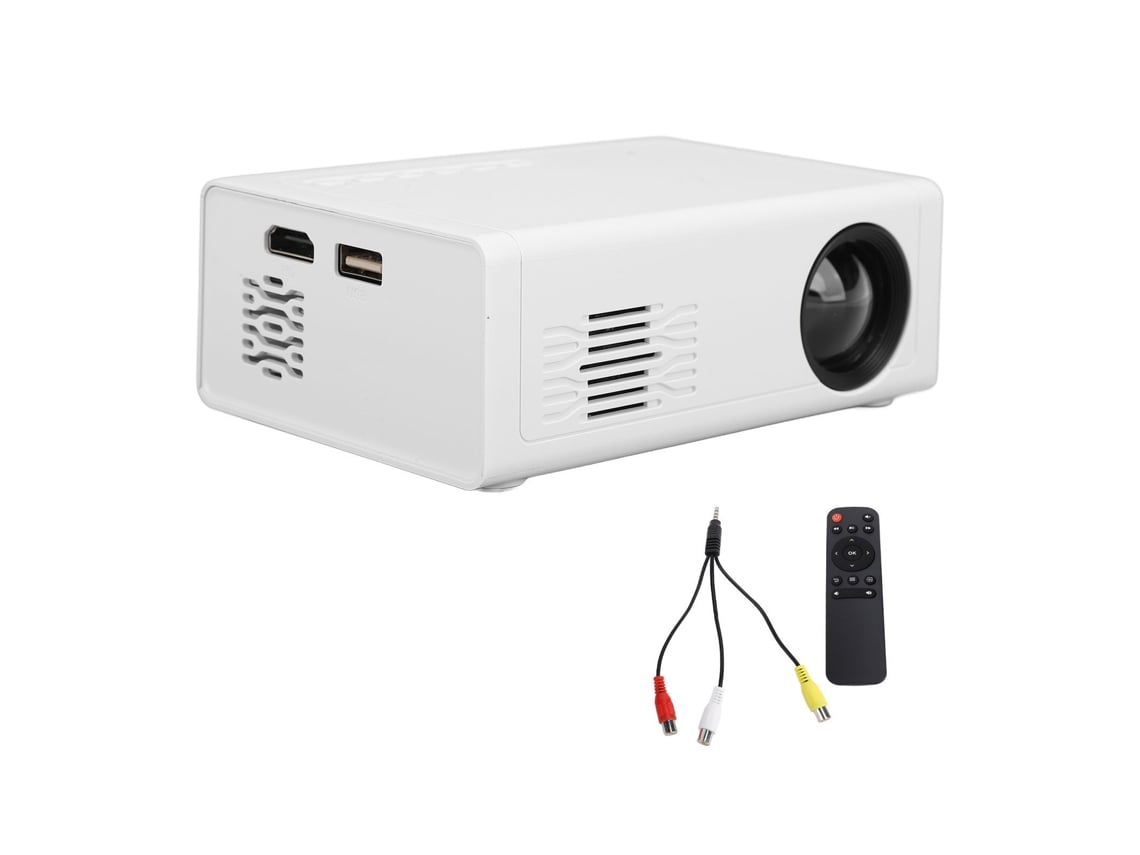 Proyector Usb Portátil Hd 1080p Con Mando A Distancia Para Películas, Vídeos, Smartphone, Tablet Y Portátil - Blanco - Enchufe Británico