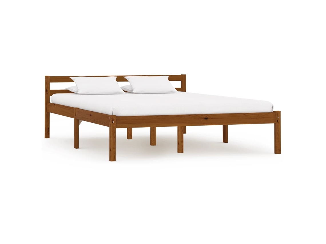 Estructura Cama Sin Colchón Madera Pino Marrón Miel 120x200 Cm