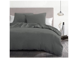 Juego De Funda Nrdica De Microfibra De 3 Piezas, 82 G 240 X 260 Cm Gris Antracita Home Linge Passion