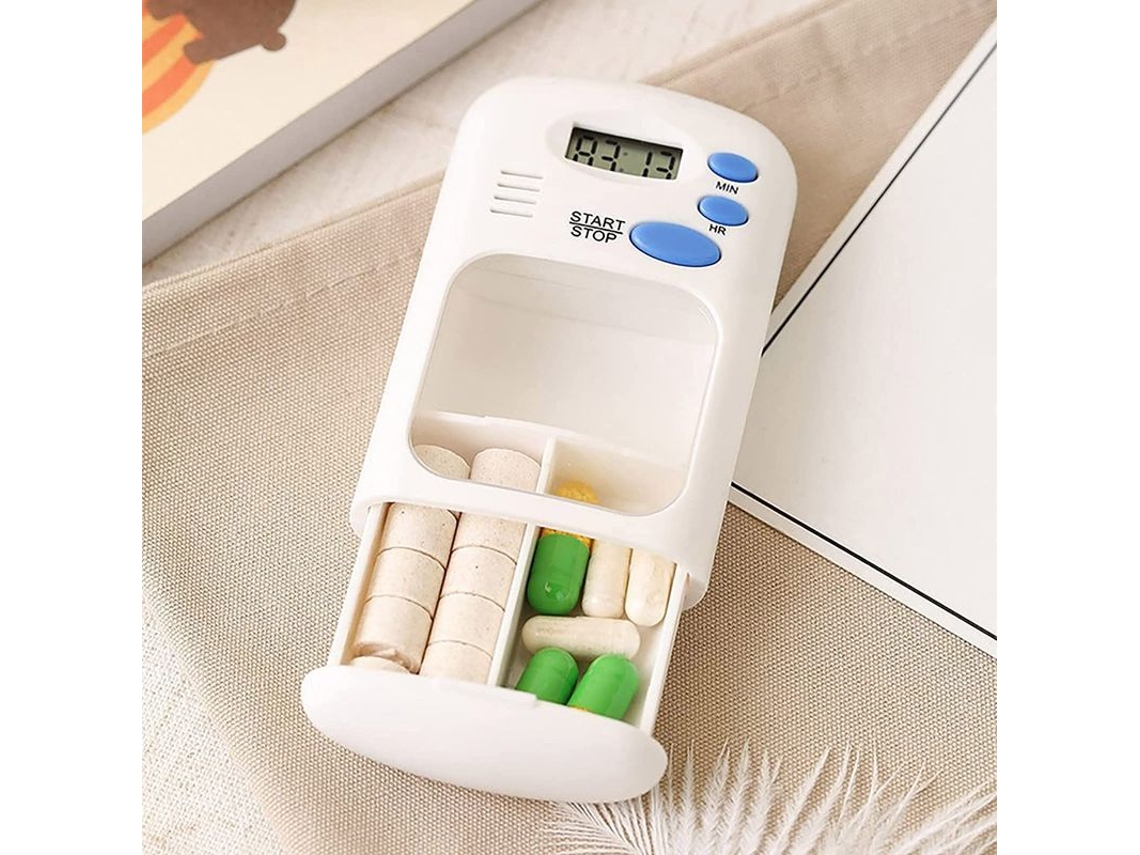 Tapón Con Temporizador Para Frascos De Medicamentos, Caja Digital Inteligente Con Alarma Y 2 Compartimentos Portátiles.