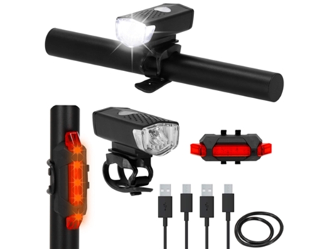 Kit de Luces Delanteras y Traseras para Bicicletas, Iluminación Recargable por USB para Bicicletas.