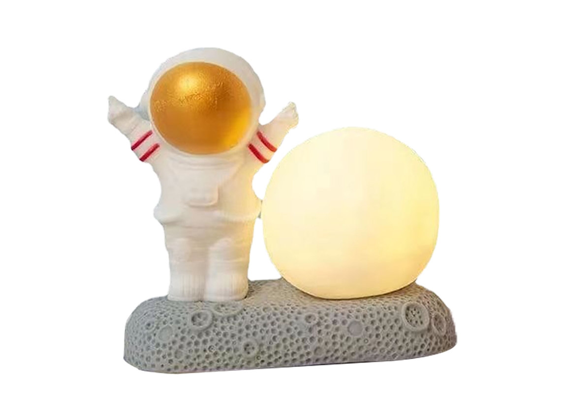 Rebe-lámpara De Noche Con Diseño De Astronauta Y Luna Luz Cálida Para Dormitorio Mesa De Noche Decorativa Dorada Frontal