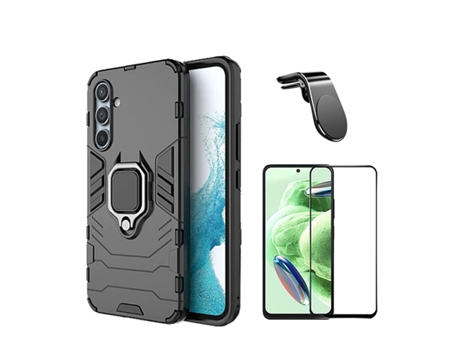 Kit De Película De Vidrio Templado De Cubierta Completa 5D 3X1 Soporte Magnético De Defensor Militar L Conducción Segura Coche PHONECARE Para Samsu...