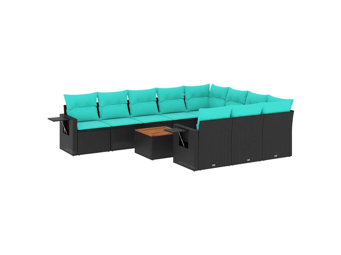 Maison Exclusive - Conjunto De Sofá De Jardín De 11 Piezas Con Cojines, De Poliratán Negro