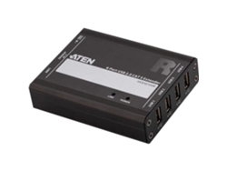 Aten Extender 4 Puertos USB 2.0 Cat 5 Sender Und Empfänger Verkabelt 100 M Cat5 Black Metal () (100 M)