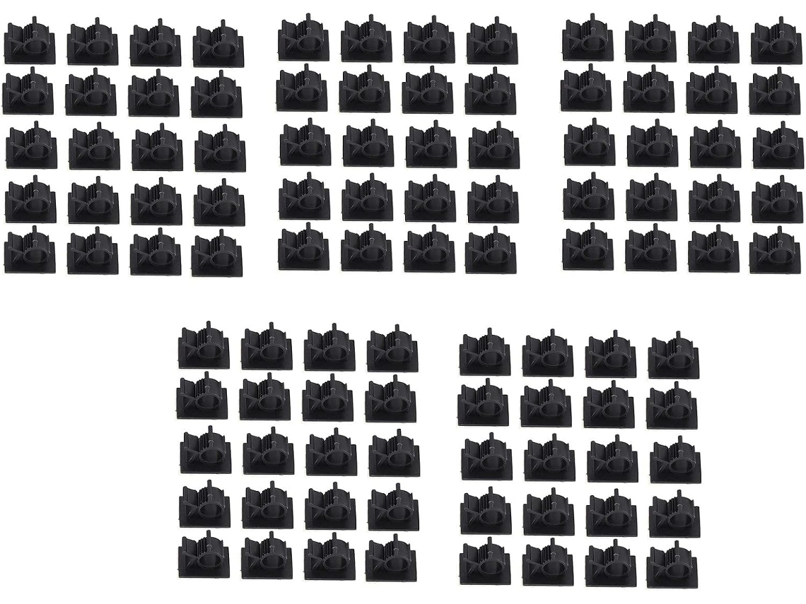 100 Unidades De Bridas De Plástico Negras Autoadhesivas Ajustables Para Cables.