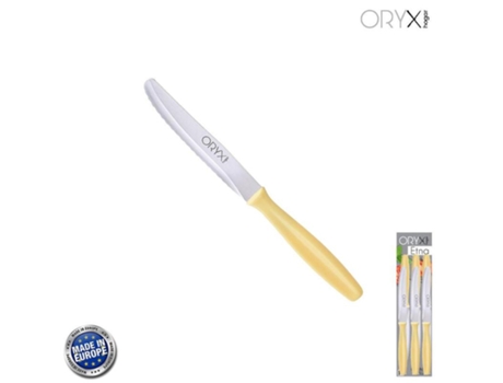 Cuchillo de Cocina Mesa Etna Hoja Sierra Acero Inoxidable 10 cm Amarillo (Blister 6 piezas) ORYX