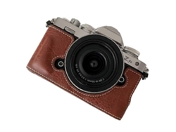Estuche de piel sintética con textura de búfalo compatible con Nikon Z Fc, estuche de cámara de medio cuerpo con ranura para batería Facpoet