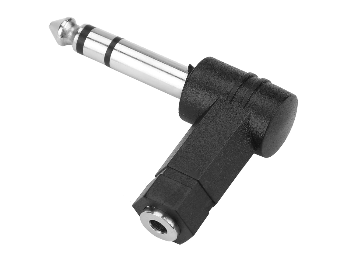 Adaptador de audio 2026as, 4 unidades, hembra de 3,5 mm a macho de 6,35 mm (1/4") para auriculares en ángulo recto.
