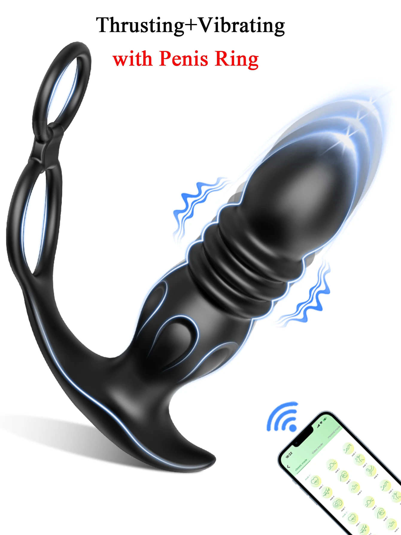 (ap94-h-app-bk) Vibrador Anal Telescópico Insertable, Controlado Por Aplicación, Masajeador De Próstata Masculino, Juguete Sexual