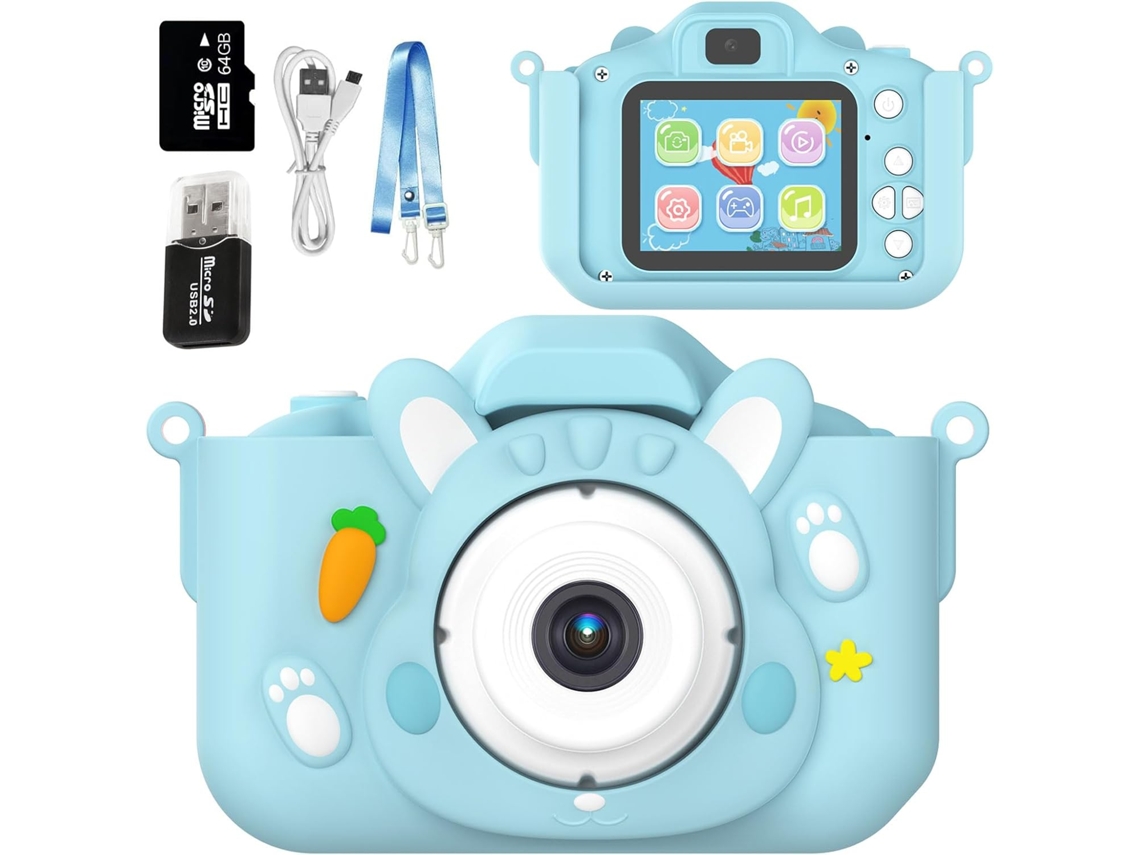 Cámara infantil Digitallab Mini Rabbit de 4800 W, pantalla IPS de 2,0 pulgadas, cámara dual, 64 g, color azul