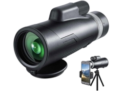 Monocular compacto 12x60 de alto rendimiento, resistente al agua, a la niebla y a los golpes, con trípode y soporte para teléfono inteligente para caza.