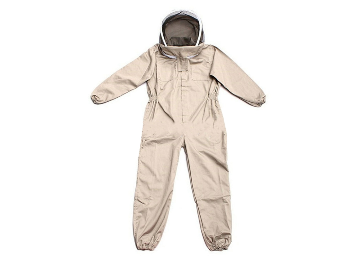 Traje de apicultura transpirable, suave y cómodo, traje de apicultura de una pieza con capucha desmontable.