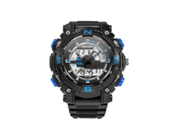 Reloj Electrónico Multifuncional Sanda Luminoso De Pulsera (negro, Azul)