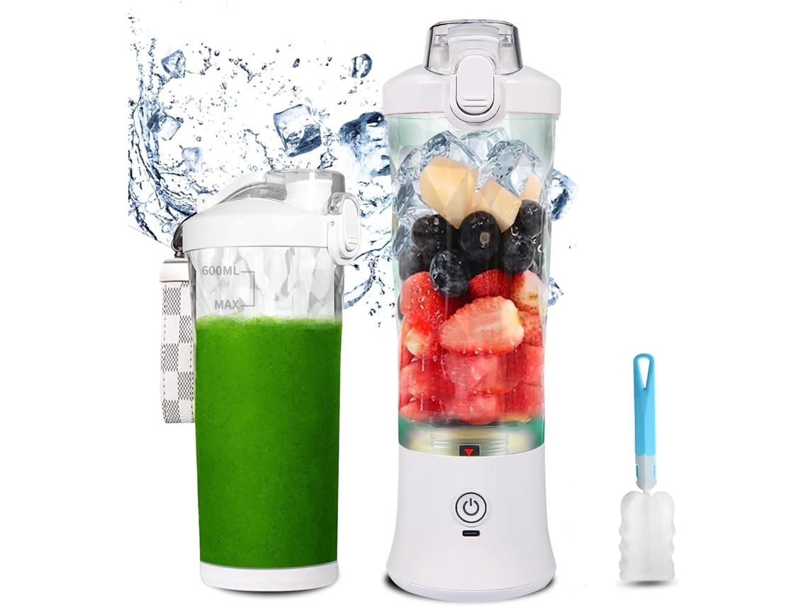 Licuadora USB de 600 ml, batidora portátil de 270 W para batidos y smoothies Bisbisous (blanca)