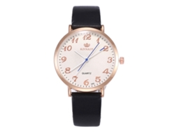 Reloj De Cuello De Piel Pu Moda Pareja Dial Redondo Analógico Cuarzo Negro