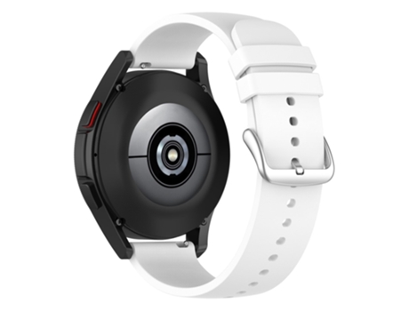 Correa de Silicona 20mm ajustable para Samsung Galaxy Watch 5 Pro 45mm/Huami Amazfit Bip 3/3 Pro - hebilla plateada/blanco