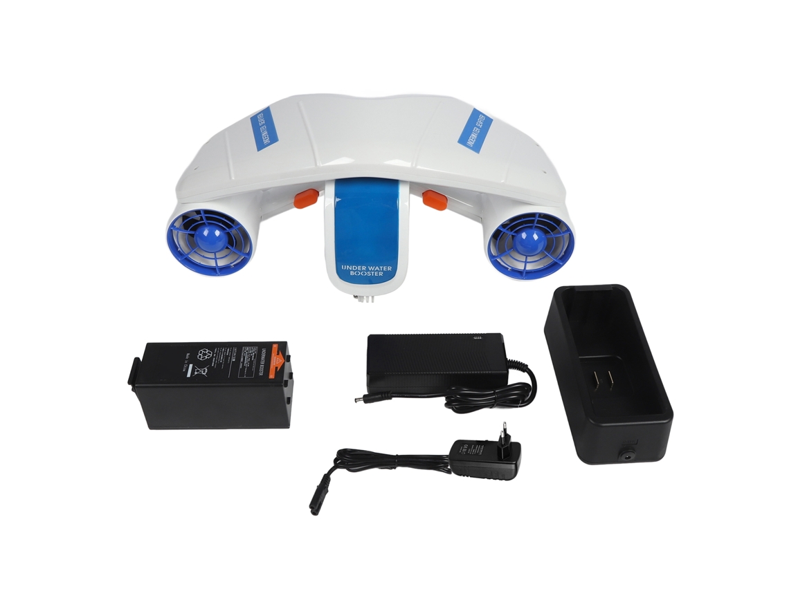 Patinete submarino de 2,8 pulgadas, 7500 mAh, doble velocidad, portátil, potente, 20 m, con bloqueo de seguridad, hélice de buceo para el océano.