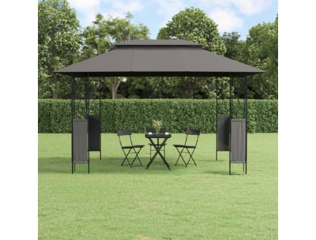 MAISON EXCLUSIVE Cenador con tejado acero gris antracita 400x300x270 cm