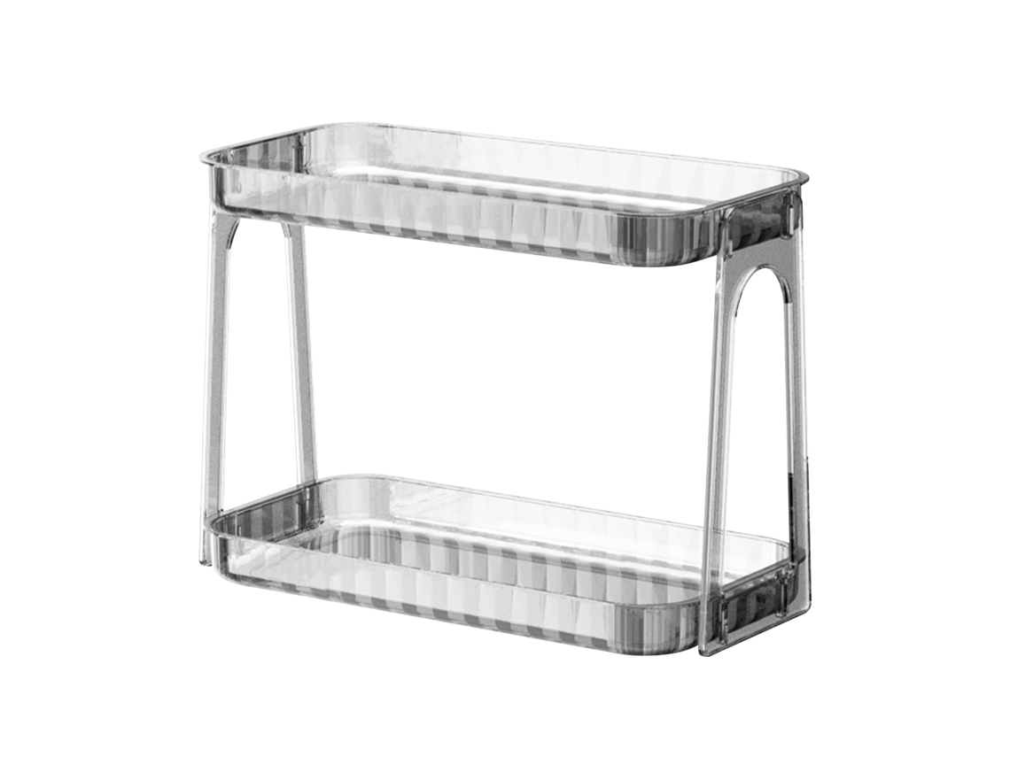 Organizador de maquillaje de escritorio transparente de 2 niveles Vanity
