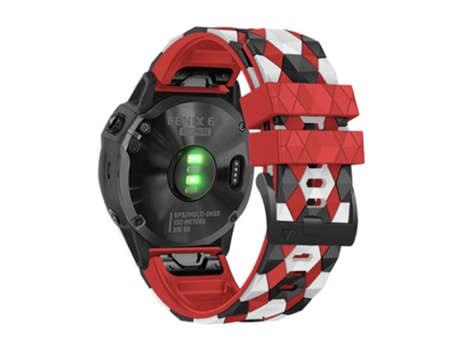 Correa de Silicona patrón de fútbol 22mm para Garmin Fenix 7/Descent G1/Epix Gen2 - tinto