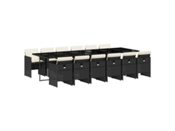 Maison Exclusive - Set Comedor De Jardín Con Cojines 13 Pzas Ratán Sintético Negro
