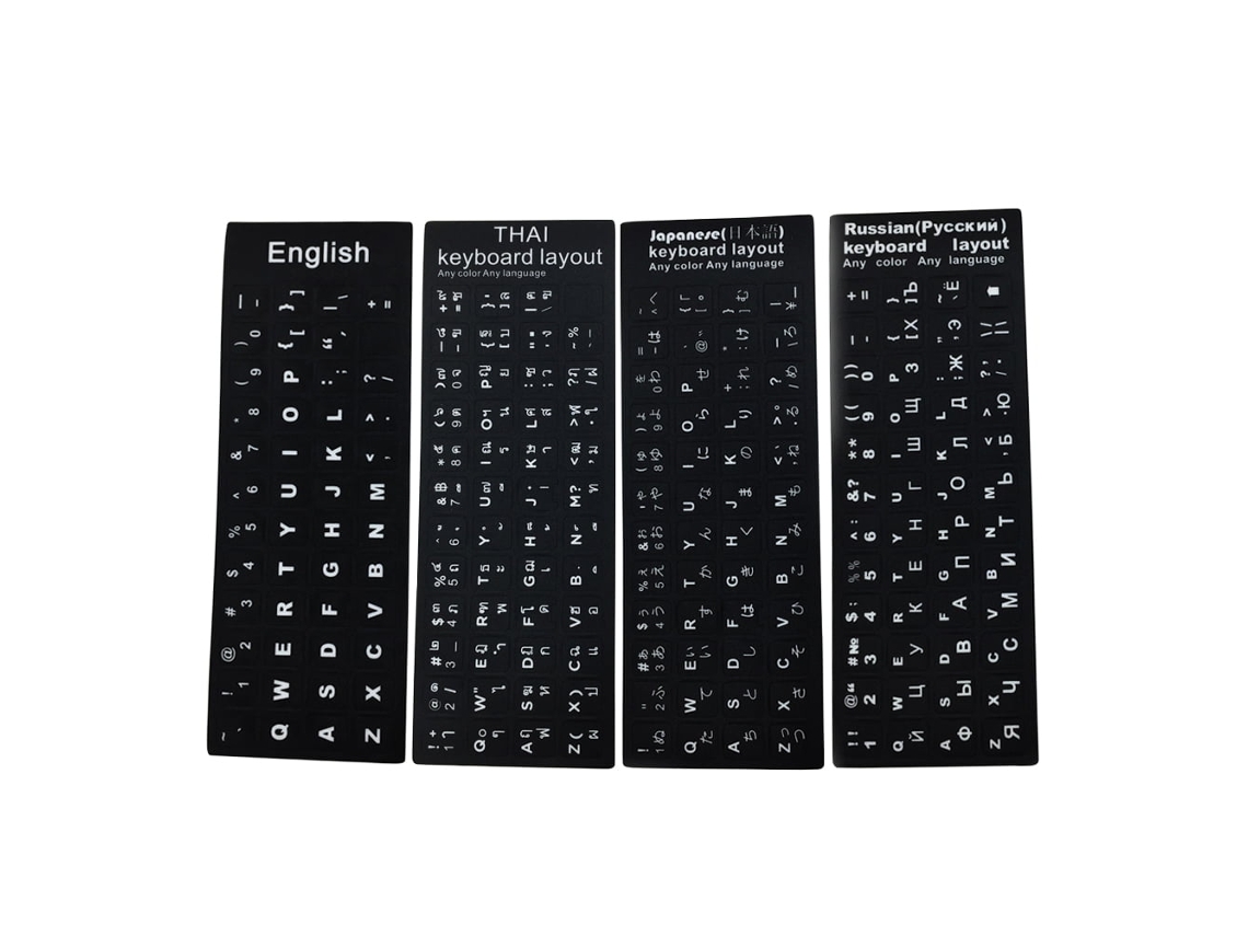 Pegatinas Para Teclado De Ordenador Portátil Con Letras En Inglés, Ruso, Japonés Y Tailandés